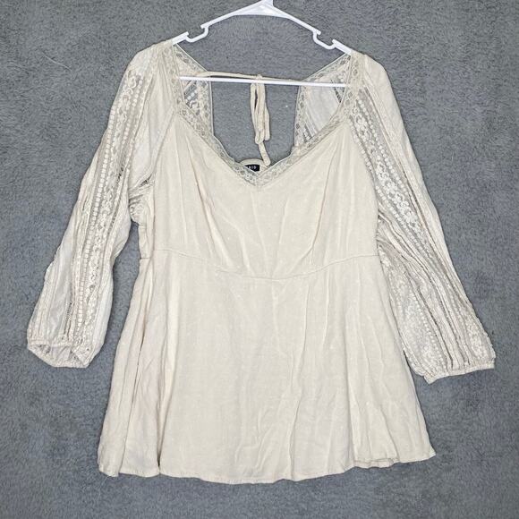 torrid Tops - Torrid womens 2X 3/4 sleeve lace prarie cottage peasant dainty smocked flowy
